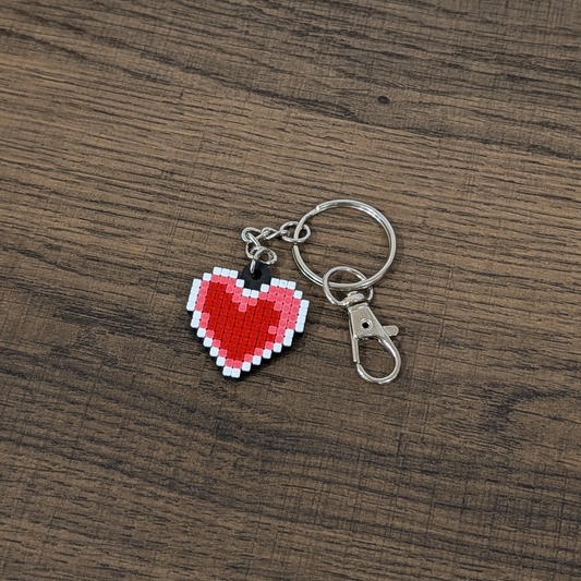 Heart Pixel Art Keychain