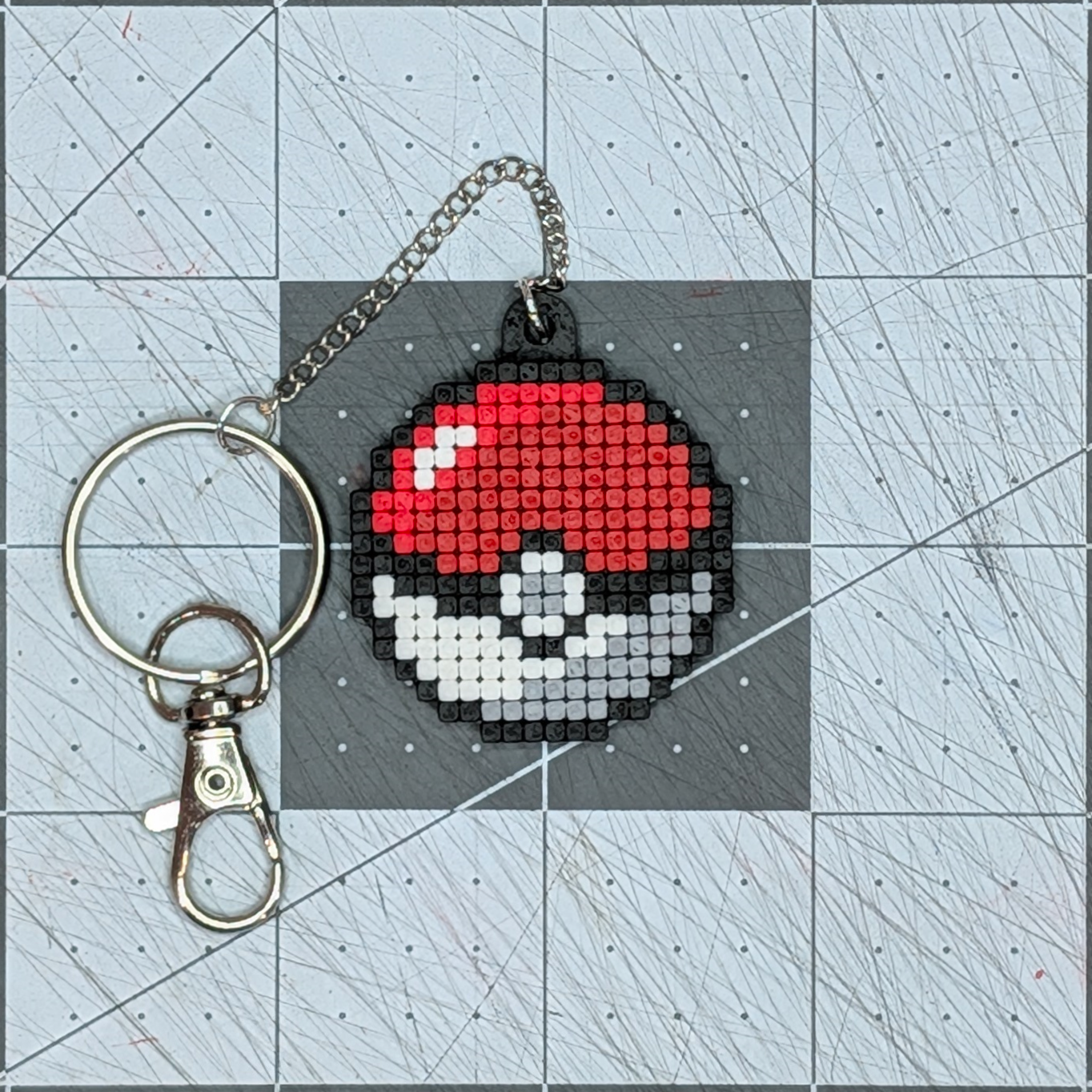 Pokeball Pixel Art Keychain